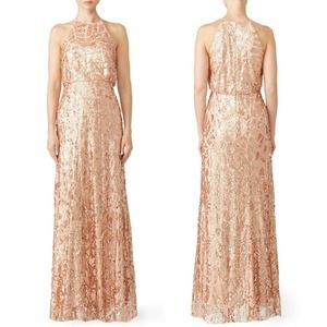 Donna Morgan Tiffany Sequin Gown Halter Sleeveless